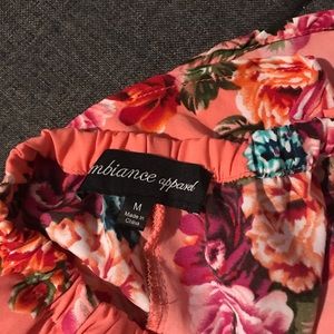 Salmon floral shorts 2x$10, size medium